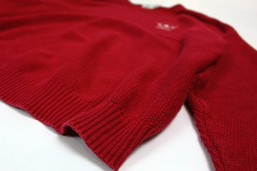 ADIDAS VINTAGE RED CABLE-KNIT SWEATER