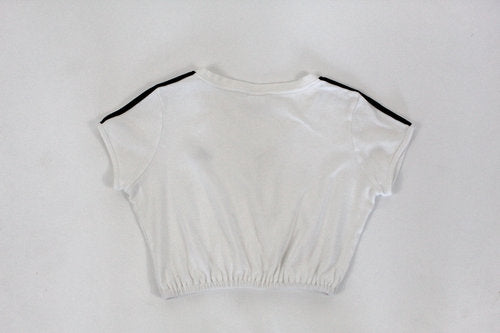 Adidas White Crop with cinched Waist