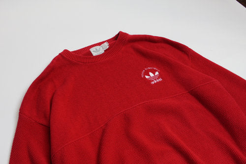 ADIDAS VINTAGE RED CABLE-KNIT SWEATER